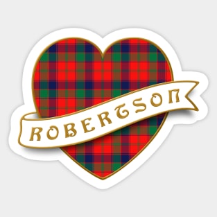 The ROBERTSON Family Tartan Heart & Ribbon Retro Family Insignia Sticker